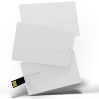 leeres weißes Kunststoffwafer USB-Kartendesign-Mockup, 3D-Rendering. Besuch eines Visitenkartenmodells eines Flash-Laufwerks. CD-Geschenkübergabe png