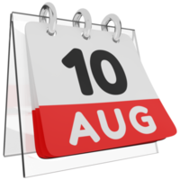 vidrio calendario horario 3d render 10 agosto vista derecha png