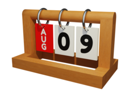 9 août calendrier en bois unique moderne rendu 3d vue de gauche png