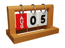 august 5 modern unique wooden calendar 3d rendering right view png