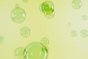 Globos de burbujas de jabón abstracto verde 3d render. foto