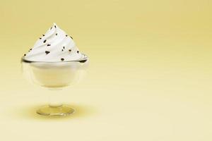 Ice cream with chocolate in glass bowl 3d rendering. photo