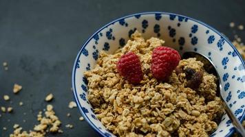 Breakfast cereals on a dark background photo