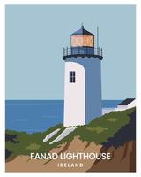 paisaje vectorial del faro fanad. viajar a donegal irlanda. ilustración vectorial para póster, postal, impresión de arte con estilo minimalista. vector