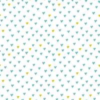 Beautiful seamless pattern with blue and yellow hearts repeated on white background. Abstract vector illustration. Cute print for fabric, wallpaper, scrapbook and wrapping paper.