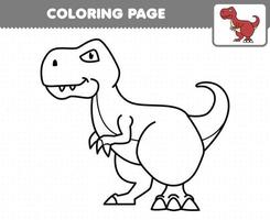juego educativo para niños página para colorear dibujos animados dinosaurio prehistórico tiranosaurio vector