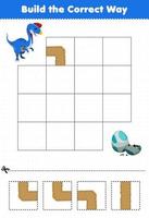 Education game for children build the correct way help cute prehistoric dinosaur oviraptor move to egg
