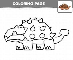juego educativo para niños página para colorear dibujos animados dinosaurio prehistórico ankylosaurus vector