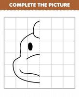 Education game for children complete the picture cute cartoon prehistoric dinosaur brontosaurus head half outline for drawing vector