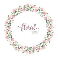 Vector frame template with flat trendy wild flowers on white background. Square layout card with place for text. Floral design for invitation, wedding, party, promo events.