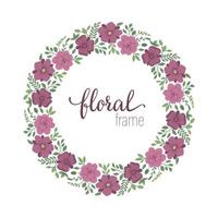 Vector frame template with flat trendy wild flowers on white background. Square layout card with place for text. Floral design for invitation, wedding, party, promo events.