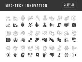 conjunto de iconos simples de innovación en tecnología médica vector