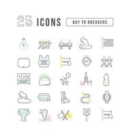 Set of linear icons of Bay to Breakers vector