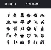 conjunto de iconos simples de chocolate vector