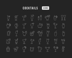 Set of linear icons of Cocktails vector