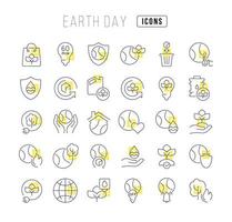 Vector Line Icons of Earth Day