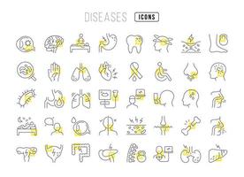 conjunto de iconos lineales de enfermedades vector