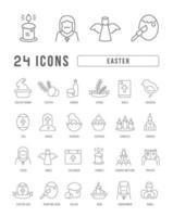 Vector Line Icons of Easter