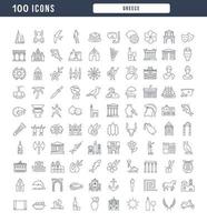 Set of linear icons of Greece vector