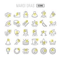 Set of linear icons of Mardi Gras vector