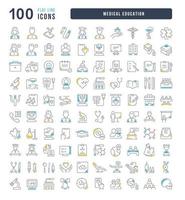 Set of linear icons of Medical Education vector