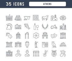 conjunto de iconos lineales de atenas vector