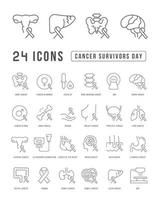 Vector Line Icons of Cancer Survivors Day