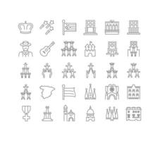 Set of linear icons of Castellers De Vilafranca vector