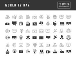 vector iconos simples del día mundial de la televisión