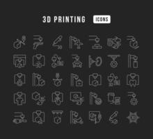 Set of linear icons of 3D Printing vector