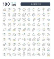 Set of linear icons of Cloud Services vector