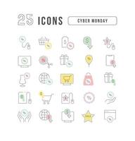 Vector Line Icons of Cyber Monday