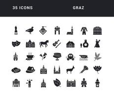 conjunto de iconos simples de graz vector