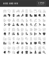 Set of simple icons of AIDS and HIV vector