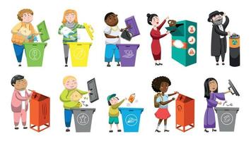 People Sorting Trash vector