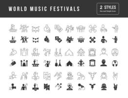 conjunto de iconos simples de festivales de música del mundo vector