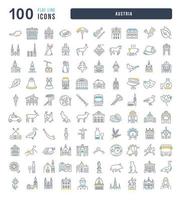 Set of linear icons of Austria vector