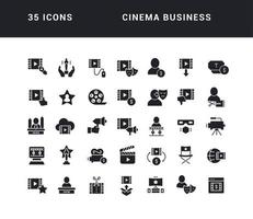 conjunto de iconos simples del negocio del cine vector