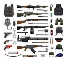conjunto de armas y accesorios vector