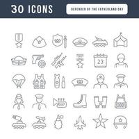 Set of linear icons of Defender of the Fatherland Day vector