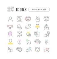 Set of linear icons of Endocrinology vector