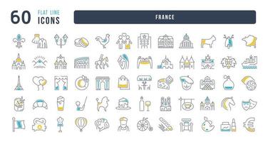 Set of linear icons of France vector