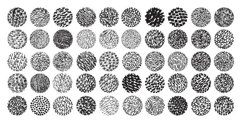 Set of Textured Circles with Patterns