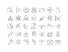 Set of linear icons of Columbus Day vector
