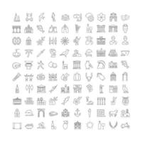 Set of linear icons of Greece vector