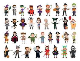 niños en disfraces de halloween vector