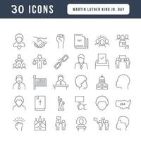 Set of linear icons of Martin Luther King Jr. Day vector