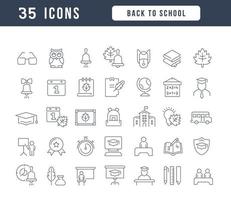 Set of linear icons of Back to School vector