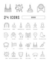 Set of linear icons of Brno vector