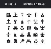 Set of simple icons of Baptism of Jesus vector